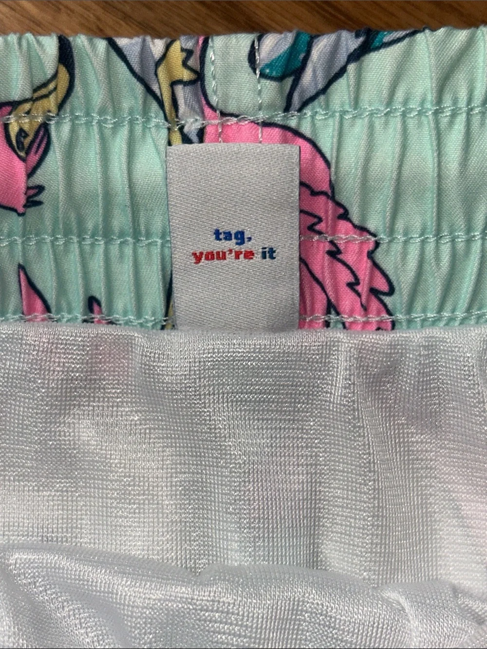 Kids' Old Navy Flamingo Surf Swim Shorts - Pink on Light Blue NEW